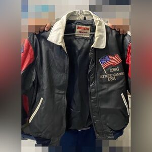 Vintage Olympics Atlanta 1996 American Toons By Excelled Leather Jacket